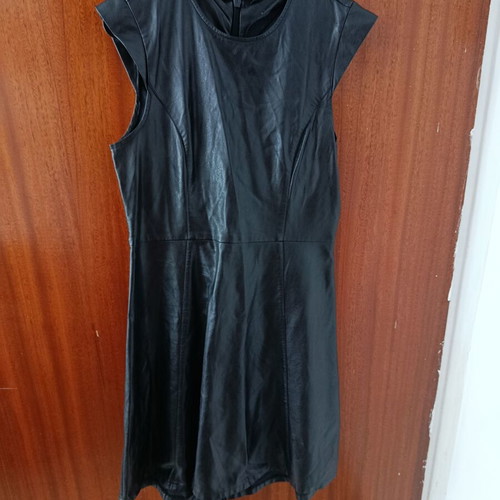 Mini Sleeveless Black Faux-Leather Dress A.L.E. New Size M