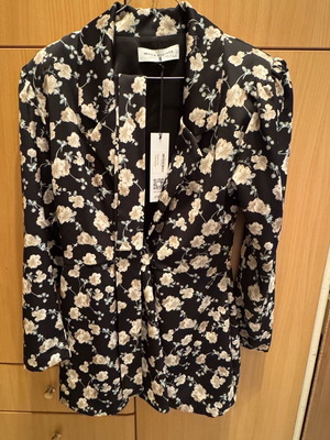 Σακάκι-φόρεμα Vassia Kostara αφόρετο, μέγεθος s/m, μαύρο με λουλούδια