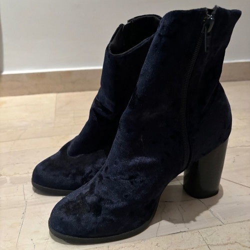 New Look velvet night ankle boots used, navy, size 38