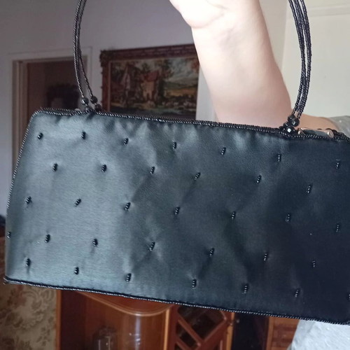 Small shoulder bag with beads black silver like new
