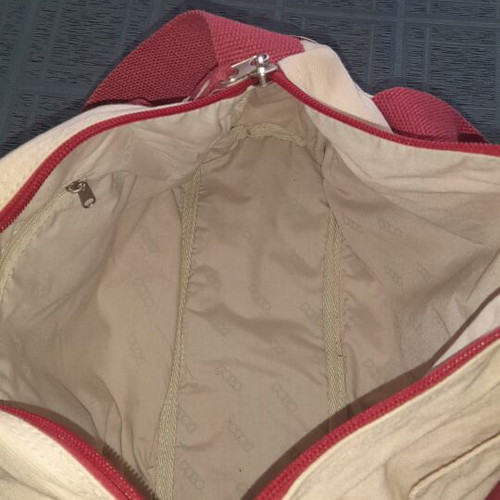 Polo shoulder bag beige with red details, new