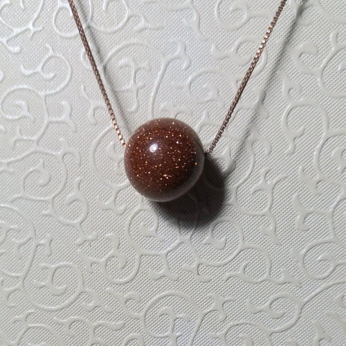 Silver necklace new with rose gold plated chain and goldstone