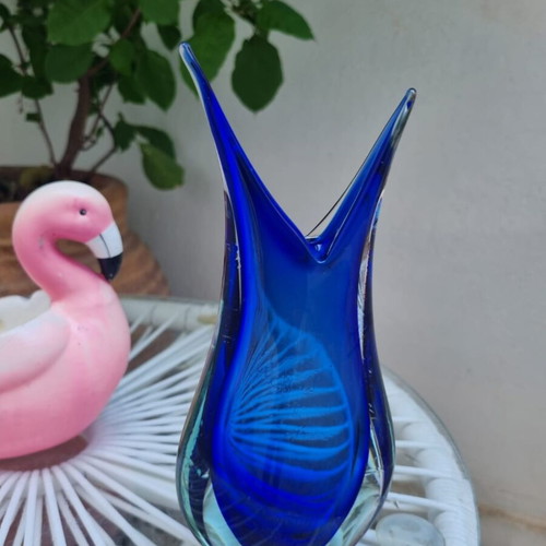 Βάζο Fifi Blue από γυαλί Murano σαν καινούργιο, ύψος 19εκ