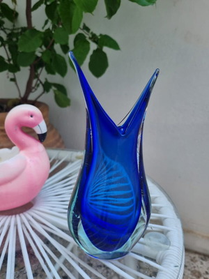 Βάζο Fifi Blue από γυαλί Murano σαν καινούργιο, ύψος 19εκ