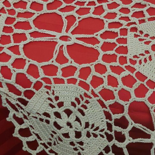 Handmade crochet tablecloth grapes 120x120 new, 50-year heirloom