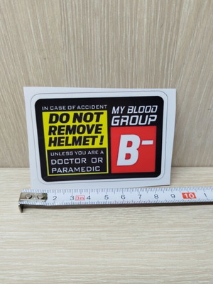 Blood Group B- Helmet Sticker new