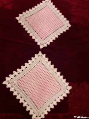 Set of two crochet doilies new, pink pale and ecru