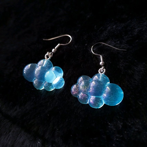 Blue cloud earrings new, stainless steel hooks