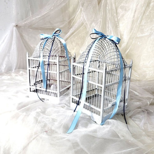 Set of 2 Wooden Decorative Shabby Chic Birdcages like new