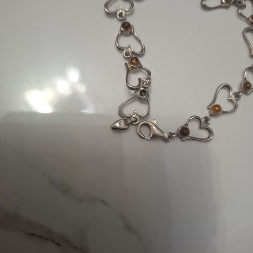 Silver Bracelet 925 with Natural Amber Stones like new