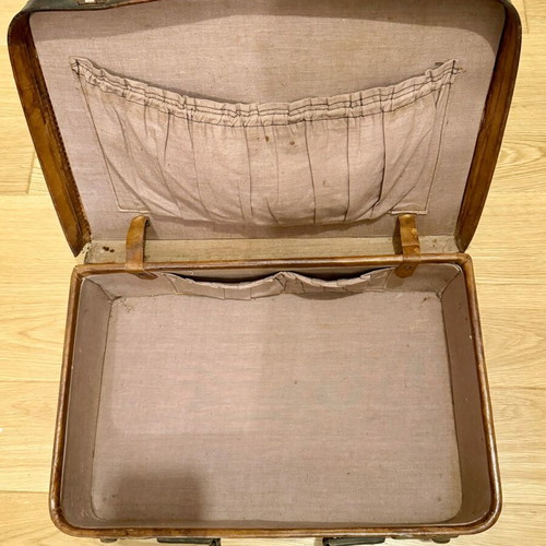 English vintage leather suitcase used with patina