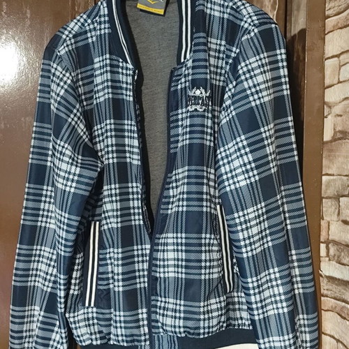 Everlast Men's Bomber Jacket Blue White Checkered Like New