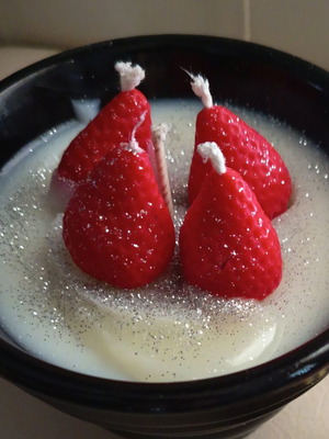 Handmade soy candle with strawberry scent