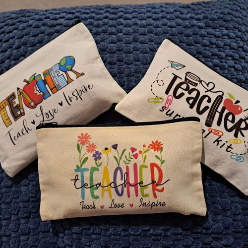 Teacher fabric toiletry bag new, canvas case