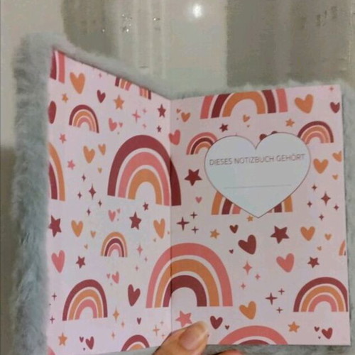 Furry notebook with sequins new