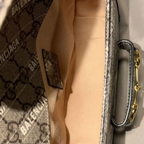 Gucci & Balenciaga Horsebit 1955 Unisex Shoulder Bag New Beige