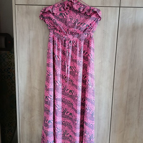 Regalinas airy maxi dress like new, pink with grey animal print