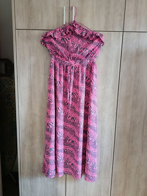 Regalinas airy maxi dress like new, pink with grey animal print