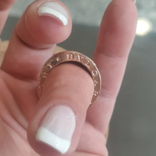 Ring made of steel with 750 gold plating, pink gold