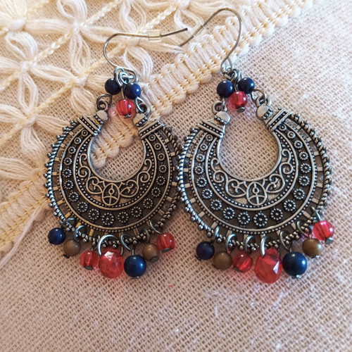Boho handmade lightweight earrings with stainless steel and colorful beads