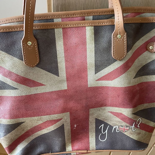 Y Not? Shoulder Shopping Bag used, blue and red
