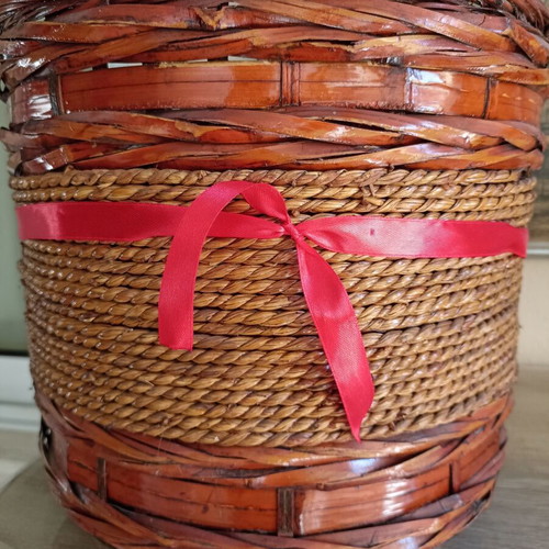 Wooden woven basket used