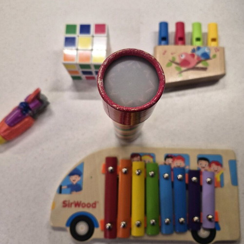 Children's toy set used with wooden SirWood xylophone and Rubik cube