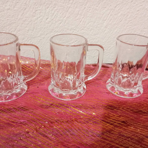 Set of 6 glass shot glasses beer mug design new