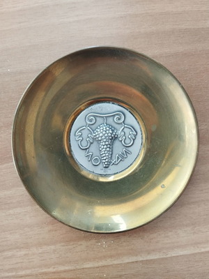 Vintage decorative plate Ilia Lalaounis, silver 925 & brass