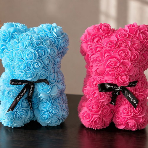 Teddy bears with flowers, set of two