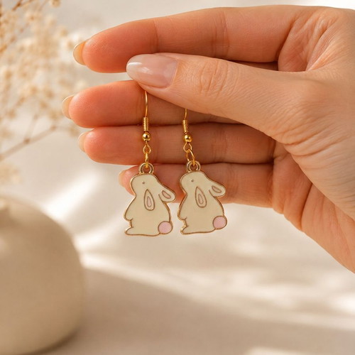 Sweet Bunny Drops handmade enamel earrings