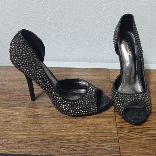 Heels with rhinestones size 37 black like new