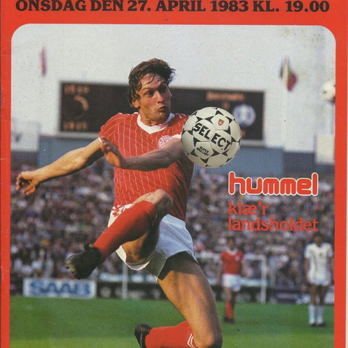 Denmark - Greece 1983 match program used, football