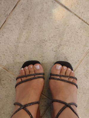 Platform sandals new, black and silver, size 40