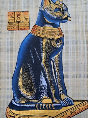 Αιγυπτιακός πάπυρος με θεά Μπαστέτ σε μορφή γάτας καινούργιος