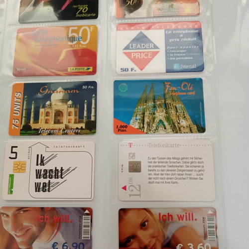 International phone card collection used, 52 cards from 90s-00s