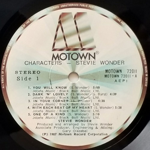 Stevie Wonder Characters vinyl LP album