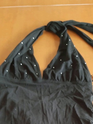 Blouse halter neck like new, black with subtle decoration size M