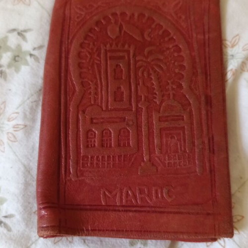 Vintage handmade leather wallet from Morocco like new, red