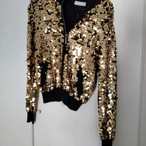 Silk-Kasmir gold and black jacket like new, size S-M