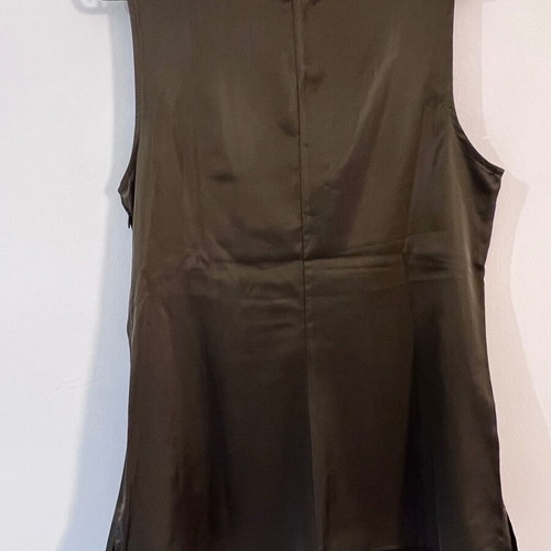 Le Chateau sleeveless satin top with sequins, olive