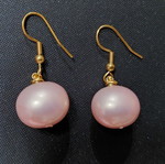 Handmade pink pearl earrings with gold hooks