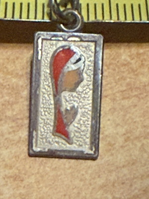 Silver Panagitsa pendant like new, red and silver
