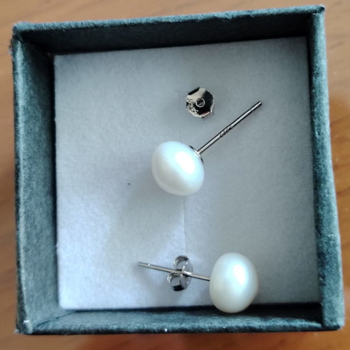 Silver S925 Earrings with Natural Pearls new