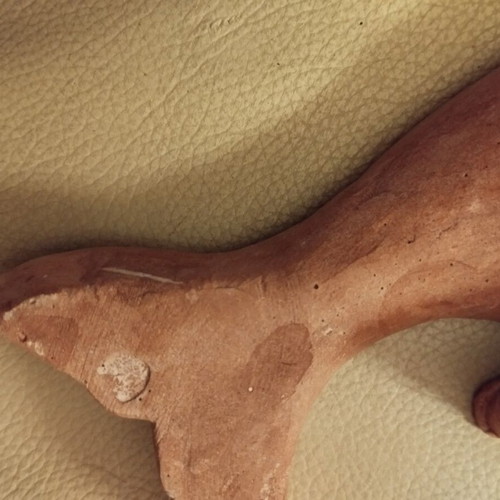 Wall decorative whale used, 20 cm handmade clay