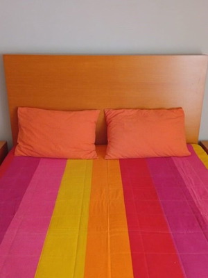 Vintage Opus Double Bed and 2 Nightstands used, anigre wood, minimal design