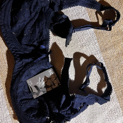 Navy blue lingerie set 100% cotton, new, size 80B