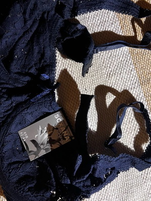 Navy blue lingerie set 100% cotton, new, size 80B
