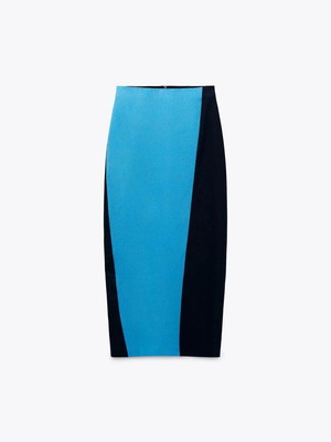 Linen midi skirt Zara new, size M, blue turquoise