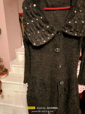 Πλεκτή ζακέτα μπουφάν μεταχειρισμένη, μέγεθος L/XL, γκρι